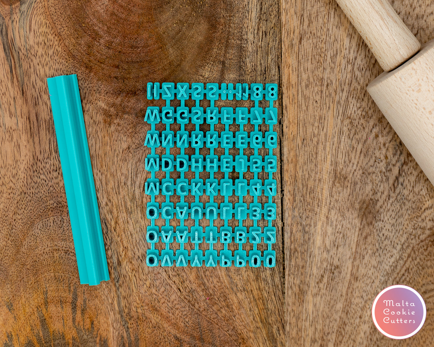 Alphabet A-Z Letter, Number 0-9 & Symbol Cookie Stamp Set + Holder