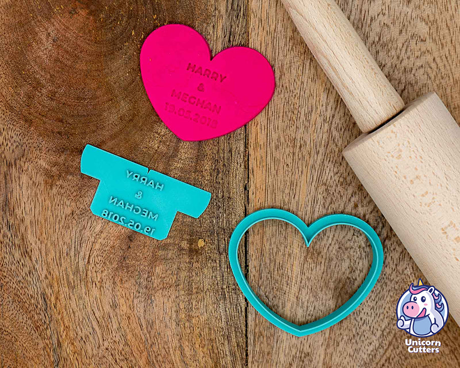 Custom Name Wedding Cookie Cutters - Heart or Circle Shape