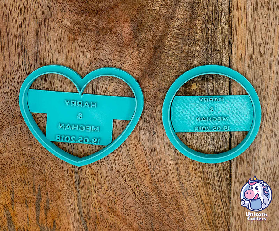Custom Name Wedding Cookie Cutters - Heart or Circle Shape