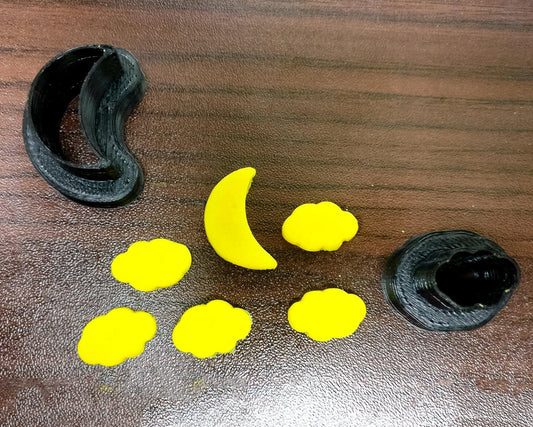 Mini cookie fondant cutters with the shape of moon and clouds - Malta Cookie Cutters