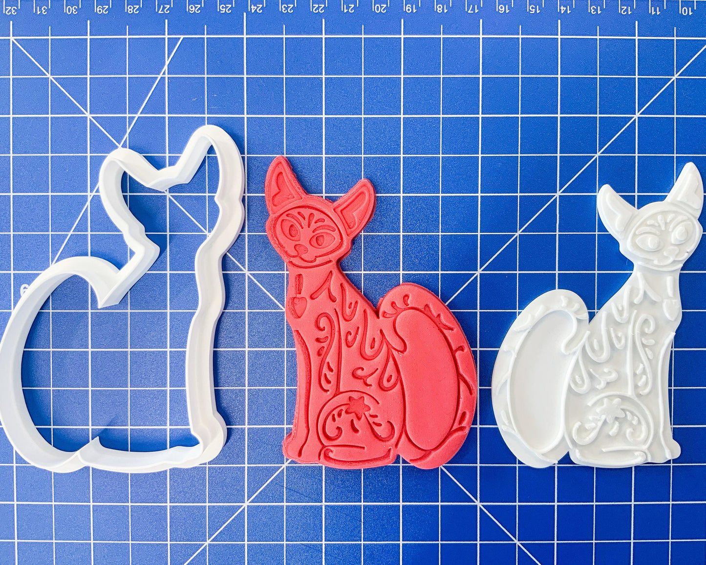 Cat Catrina Dia de los Muertos Mexico Mexican Gato Happy Halloween Cookie Cutter Text Season Greetings Custom Cookie Cutter - Malta Cookie Cutters