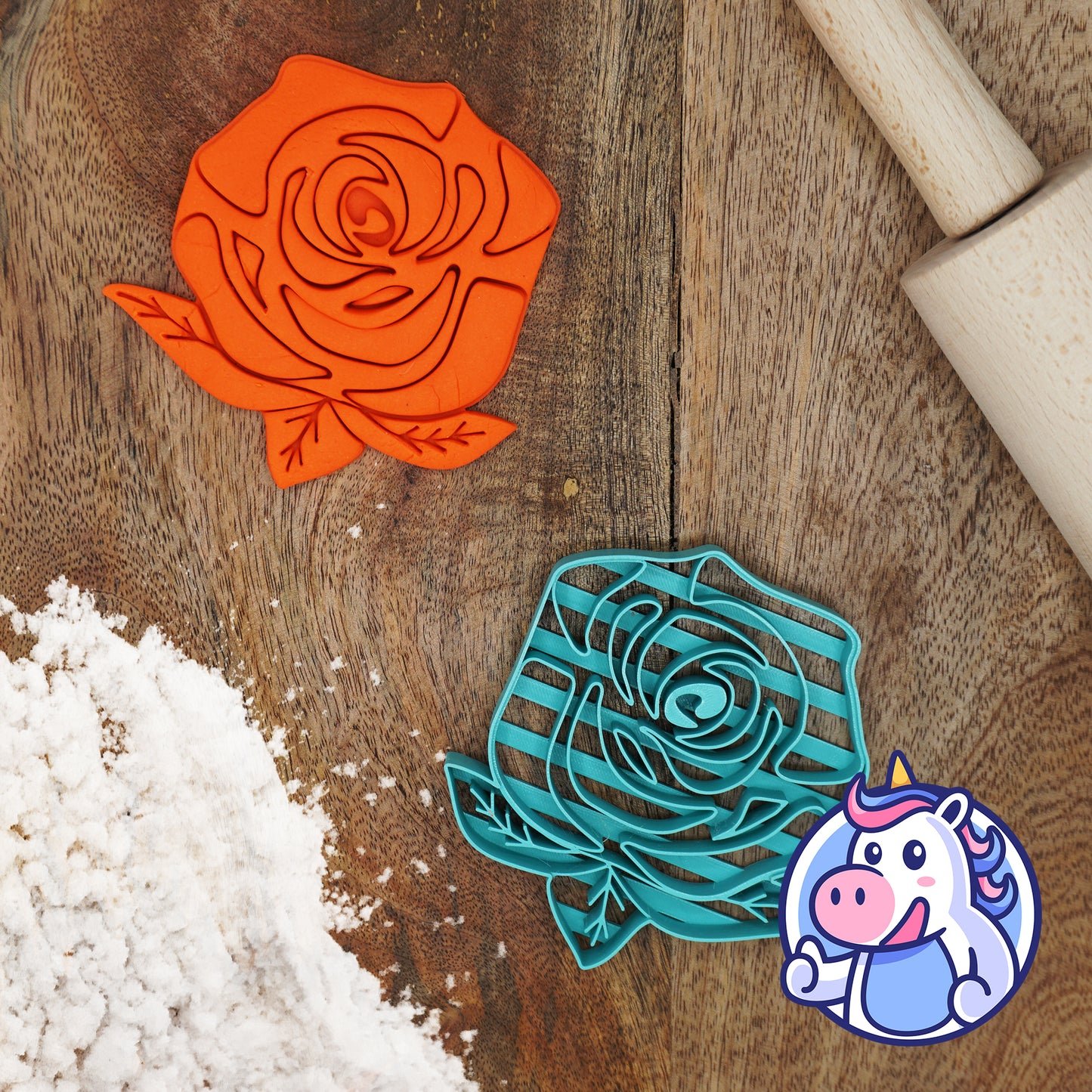 Rose Valentines Cookie Cutter Complex One Piece icing stamp