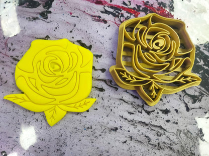 Rose Valentines Cookie Cutter Complex One Piece icing stamp | biscuits fondant clay cheese sugarpaste marzipan - Malta Cookie Cutters