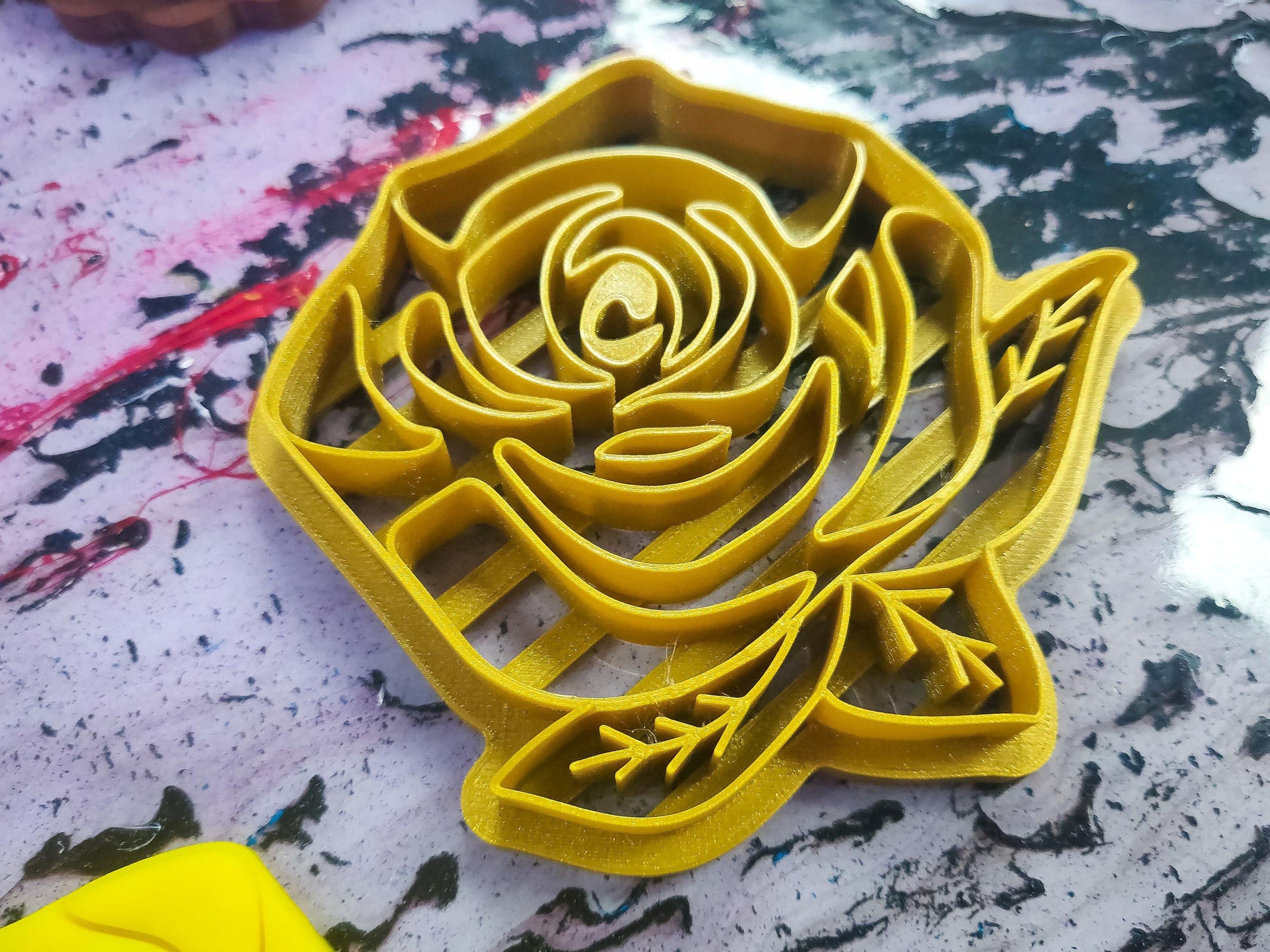 Rose Valentines Cookie Cutter Complex One Piece icing stamp | biscuits fondant clay cheese sugarpaste marzipan - Malta Cookie Cutters